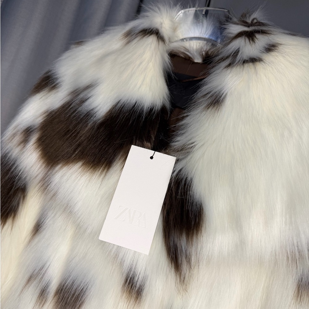 NWT Zara Bloggers Fav Cow Print ZW COLLECTION FAUX FUR JACKET LIMITED EDITION S - Picture 12 of 12